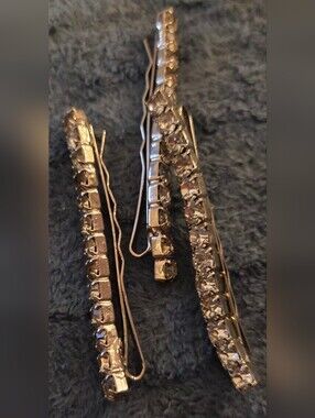 Vintage Silver-Tone Crystal Hair Pins